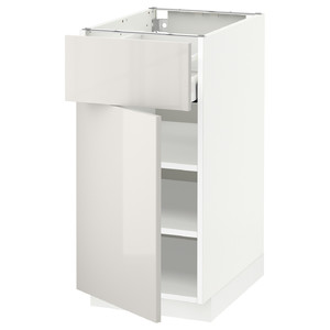 METOD / MAXIMERA Base cabinet with drawer/door, white/Ringhult light grey, 40x60 cm
