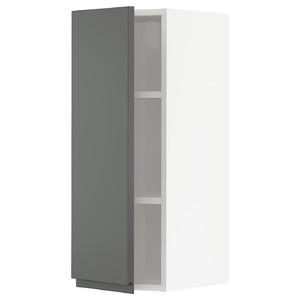 METOD Wall cabinet with shelves, white/Voxtorp dark grey, 30x80 cm