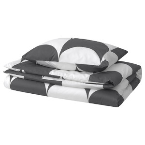 BRUKSVARA Duvet cover and pillowcase, anthracite/white, 150x200/50x60 cm