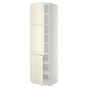 METOD High cabinet with shelves/2 doors, white/Bodbyn off-white, 60x60x220 cm