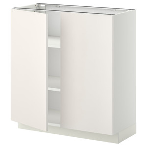 METOD Base cabinet with shelves/2 doors, white/Veddinge white, 80x37 cm