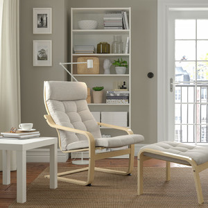 POÄNG Footstool, birch veneer/Gunnared beige