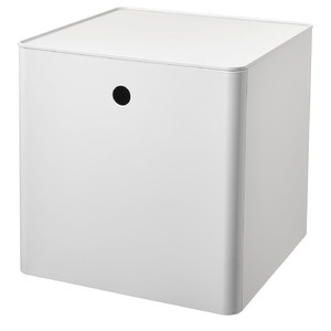 KUGGIS Storage box with lid, white, 32x32x32 cm