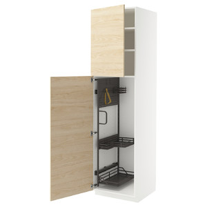METOD High cabinet with cleaning interior, white/Askersund light ash effect, 60x60x220 cm