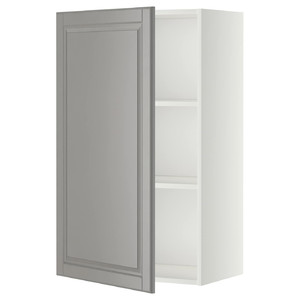 METOD Wall cabinet with shelves, white/Bodbyn grey, 60x100 cm
