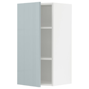 METOD Wall cabinet with shelves, white/Kallarp light grey-blue, 40x80 cm