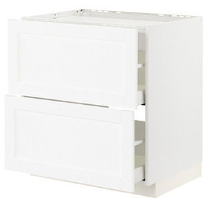 METOD / MAXIMERA Base cab f hob/2 fronts/2 drawers, white Enköping/white wood effect, 80x60 cm