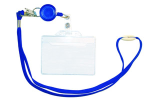 Soft Name Badge Nametag with String Neck Strap, blue