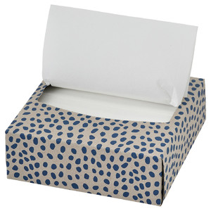 PILLERSTARR Paper napkin, patterned/beige blue, 32x16 cm