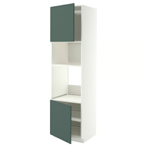 METOD Hi cb f oven/micro w 2 drs/shelves, white/Aspudden dark grey-green, 60x60x220 cm