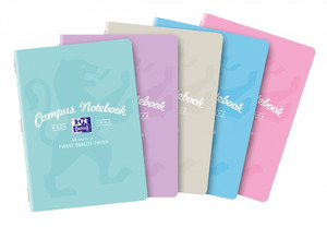 Notebook A5 60 Pages Squared Oxford Campus Pastel 5pcs, assorted colours