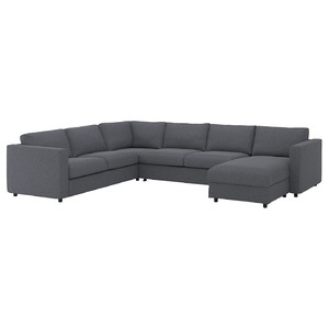 VIMLE Crnr sofa-bed, 5-seat w chaise lng, Gunnared medium grey