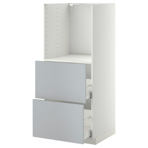 METOD / MAXIMERA High cabinet w 2 drawers for oven, white/Veddinge grey, 60x60x140 cm
