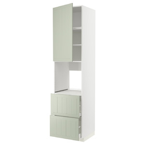 METOD / MAXIMERA High cabinet f oven+door/2 drawers, white/Stensund light green, 60x60x240 cm