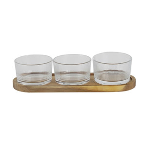 Set of 3 Snack Cups, acacia/glass