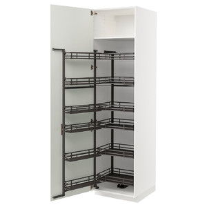 METOD High cabinet with pull-out larder, white/Bodbyn off-white, 60x60x220 cm