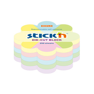 Sticky Notes Flower 67x67mm, 5 Pastel Colours, 250 Sheets