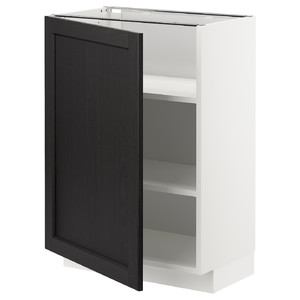 METOD Base cabinet with shelves, white/Lerhyttan black stained, 60x37 cm
