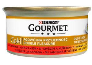 Gourmet Gold Cat Food Double Pleasure with Beef & Chicken in Gravy 85g