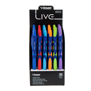 Retractable Pen Oil Gel Ink Live Vinson 36pcs