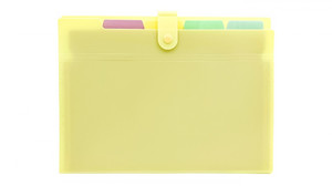 Document File Folder with Button 5 Compartments A4, pastel yellow