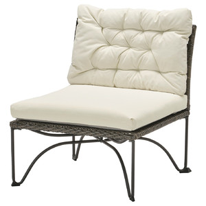 JUTHOLMEN Easy chair, outdoor, dark grey, Kuddarna beige, 65x73x83 cm