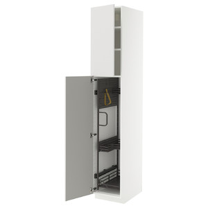METOD High cabinet with cleaning interior, white/Ringhult light grey, 40x60x220 cm
