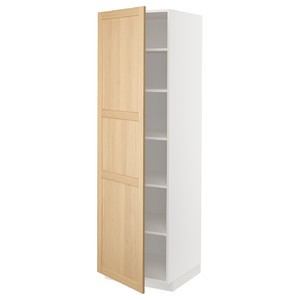 METOD High cabinet with shelves, white/Forsbacka oak, 60x60x200 cm