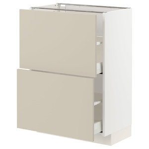METOD / MAXIMERA Base cabinet with 2 drawers, white/Havstorp beige, 60x37 cm