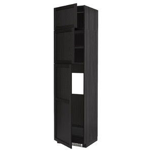METOD High cab for fridge with 3 doors, black/Lerhyttan black stained, 60x60x240 cm