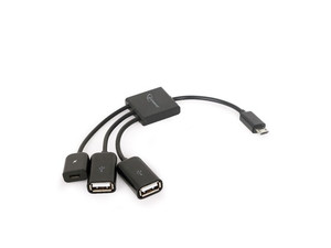 USB OTG cable Micro BM -> 2xUSB-AF + BF Micro 13cm