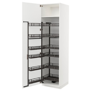 METOD High cabinet with pull-out larder, white/Ringhult light grey, 60x60x220 cm