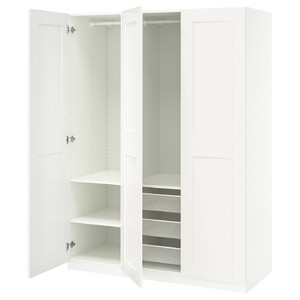 PAX / GRIMO Wardrobe combination, white/white, 150x60x201 cm