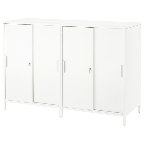 TROTTEN Cabinet with sliding doors, white, 160x110 cm