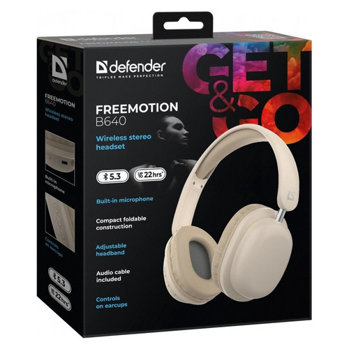 Defender FreeMotion B640 Wireless On-Ear Headset, Beige