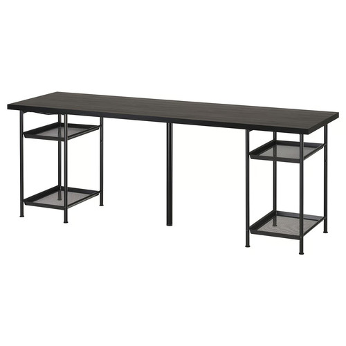 LAGKAPTEN/SPÄND Desk, black-brown/black, 200x60 cm