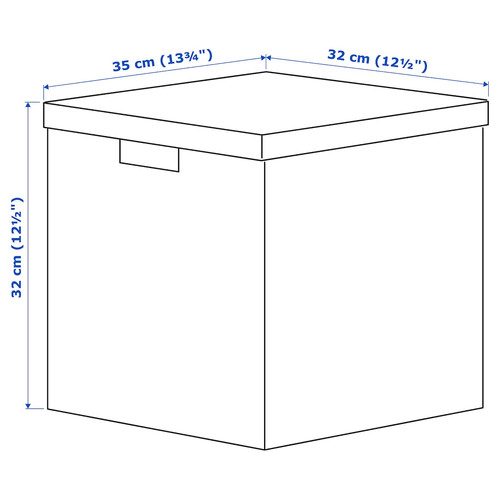 TJENA Storage box with lid, white, 32x35x32 cm