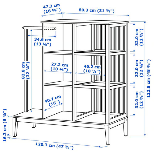 NORDKISA Open wardrobe with sliding door, bamboo, 120x123 cm