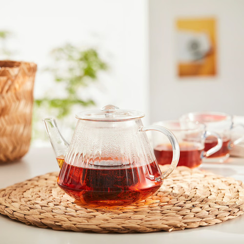SKÄLRYTA Teapot, clear glass, 1 l