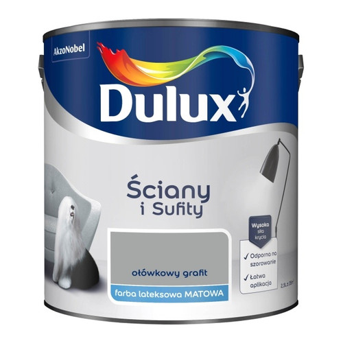 Dulux Walls & Ceilings Matt Latex Paint 2.5l pencil graphite