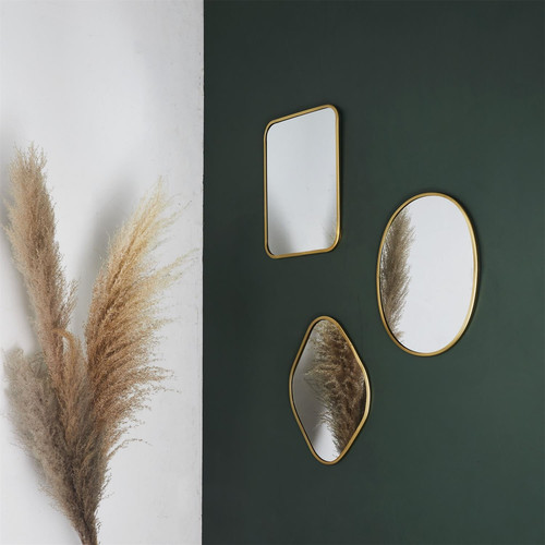 Set o 3 Decorative Mirrors Arcilla, gold