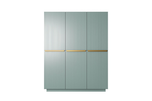 Wardrobe with Drawer Unit Nicole 150 cm, sage, gold handles