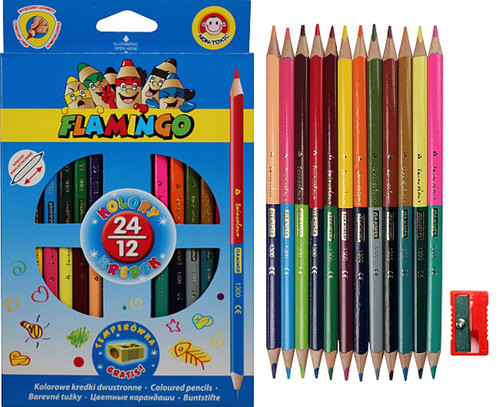 Flamino Coloured Pencils Double-sided 24 Colours 12pcs