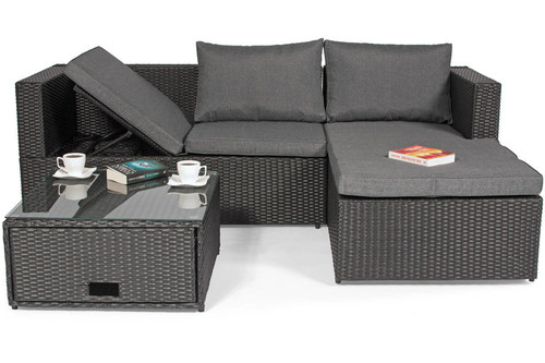 Outdoor Corner Furniture Set ROMA RELAX, black