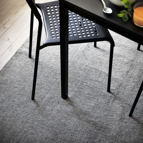 TIPHEDE Rug, flatwoven, grey, white, 155x220 cm
