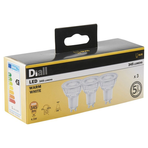 Diall LED Bulb GU10 4.5W 345lm, 3 pack