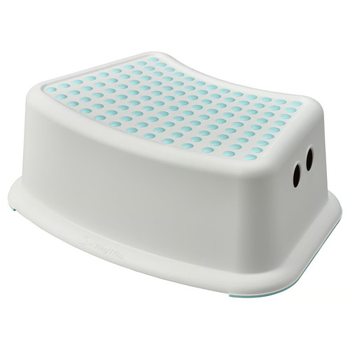 FÖRSIKTIG Children's stool, white/turquoise