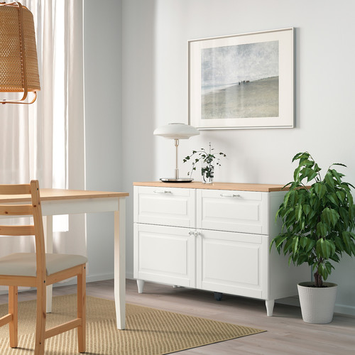 BESTÅ Storage combination w doors/drawers, white/Smeviken/Kabbarp white, 120x42x76 cm