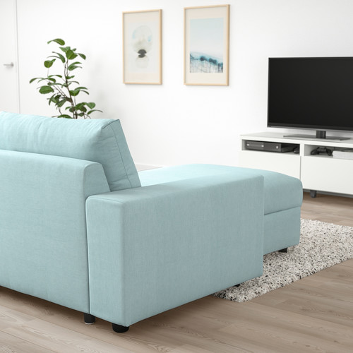 VIMLE Chaise longue, with wide armrests/Saxemara light blue