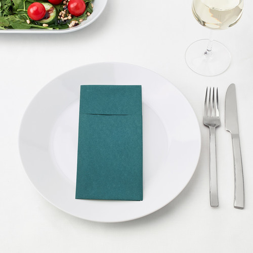 MOTTAGA Paper napkin, blue/green, 38x38 cm